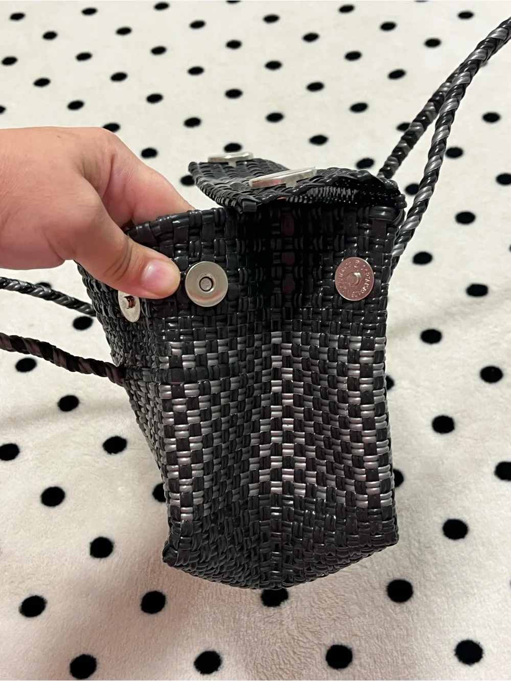 Hand-Woven Mexican Plastic Flap Convertible Shoulder Bag